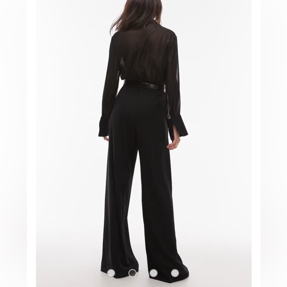 Mango belted long sleeve jumpsuit in black, Sz XL, New, crepe/chiffon - Picture 4 of 10